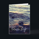 Beach Life Quotes Waves Ocean Sunset Water Landsch Feiertagskarte<br><div class="desc">Gedruckt mit einer schönen und ruhigen Szene von schönen Ozeanwellen im Strand!</div>