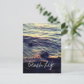Beach Life Quotes Waves Ocean Sunset Water Landsch Postkarte (Stehend Vorderseite)
