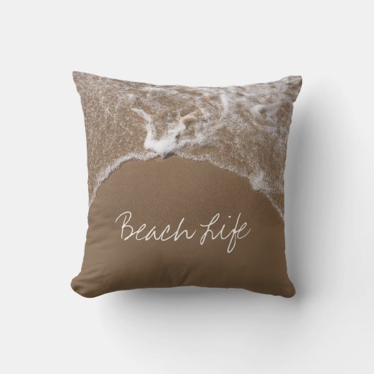 Beach Life Quotes Waves Sandstrand Wasser Landscha Kissen (Vorderseite)