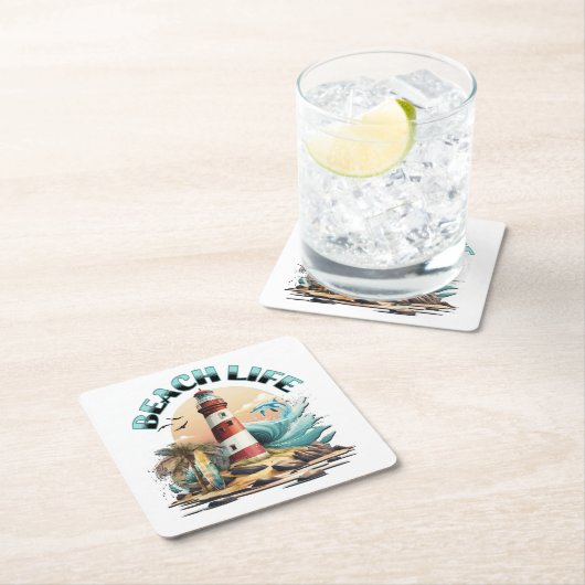 Beach Life Rechteckiger Pappuntersetzer (Vor Ort)