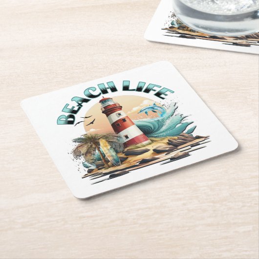 Beach Life Rechteckiger Pappuntersetzer (angewinkelt)