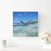 Beach Life Sea View Ocean Wall Clock Quadratische Wanduhr (Zuhause)