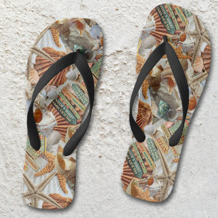 Beach Life Starfish Muscheln Flip Flops Badesandalen