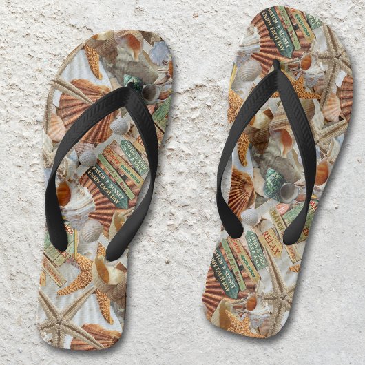 Beach Life Starfish Muscheln Flip Flops Badesandalen