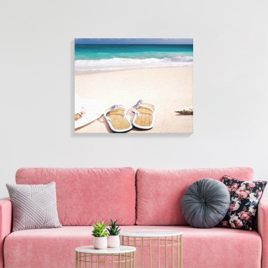 "BEACH LIFE" Traum vom Meer und der Sandmauer Kuns Leinwanddruck (Insitu (Wohnzimmer))