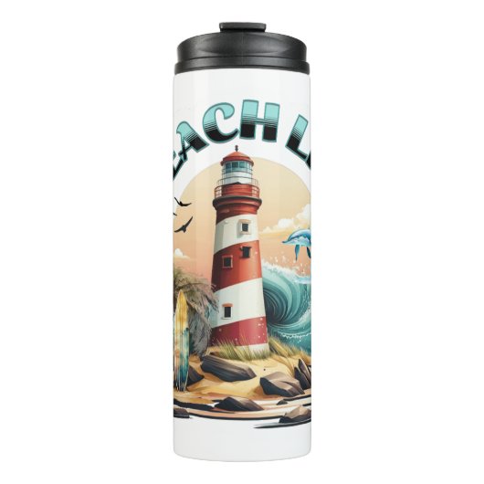 Beach Life Tropical Lighthouse Thermosbecher (Vorderseite)