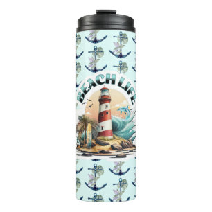 Beach Life Tropical Lighthouse Thermosbecher