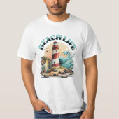 Beach Life | Tropischer Strand und Leuchtturm T-Shirt (Vorderseite)