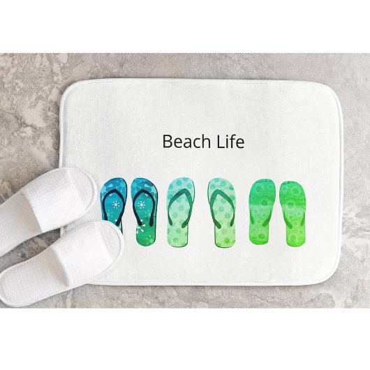 Beach Life und Green Flip Flops Badematte