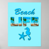 Beach Life Word Art mit Sand und Palmen Poster (Vorne)