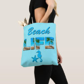 Beach Life Word Art mit Sand und Palmen Tasche (Von Nahem)