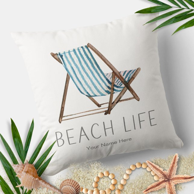 Beach Life Zitat Nautical Summer Vacacacation Stuh Kissen (Von Creator hochgeladen)