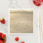 Beach Life Zitate Clear Ocean Water Gold Sepia Art Serviette (Beispiel)