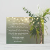 Beach Light Palm Tree Tropical Wedding Einladungen (Stehend Vorderseite)