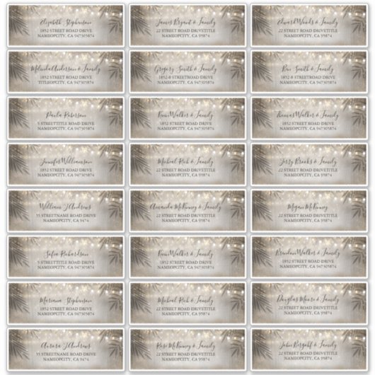 Beach Light Wedding Guest Name Address Labels (Vorderseite)