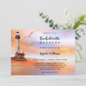Beach Lighthouse Bachelorette Wochenende Einladung (Stehend Vorderseite)