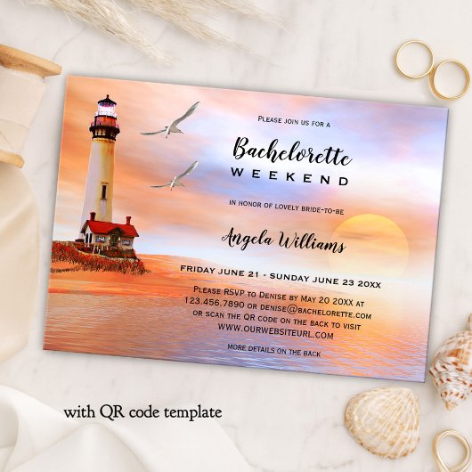 Beach Lighthouse Bachelorette Wochenende Einladung