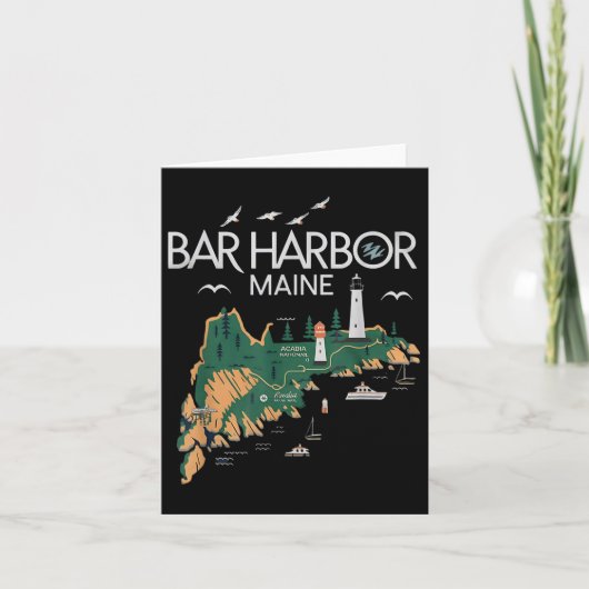 Beach Lighthouse Bar Harbour Maine Karte (Vorderseite)