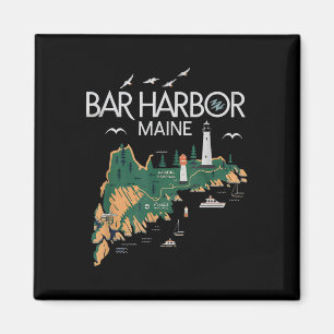 Beach Lighthouse Bar Harbour Maine Magnet