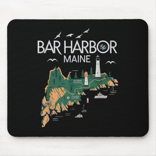 Beach Lighthouse Bar Harbour Maine Mousepad (Vorne)