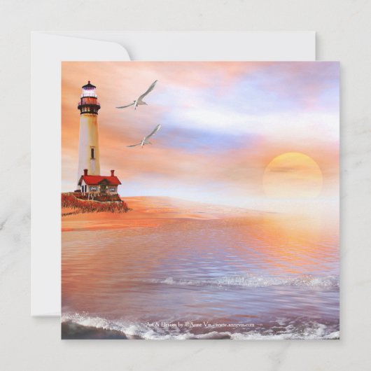 Beach Lighthouse Bridal Dusche Einladung (Rückseite)