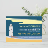 Beach Lighthouse, Geburtstagsparty Einladung (Stehend Vorderseite)