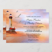 Beach Lighthouse Hochzeitseinladung Einladung (Vorne/Hinten)