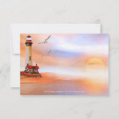 Beach Lighthouse Hochzeitsfeier UAWG Einladung (Rückseite)