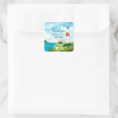 Beach Lighthouse Nautical Themed Brautparty Quadratischer Aufkleber (Tasche)