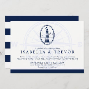 Beach Lighthouse Nautische Hochzeit Einladung