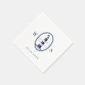 Beach Lighthouse | Navy Monogram Serviette (Ecke)