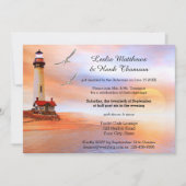 Beach Lighthouse Post oder nach Hochzeit Einladung (Vorderseite)