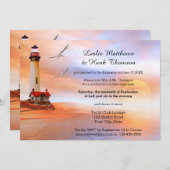 Beach Lighthouse Post oder nach Hochzeit Einladung (Vorne/Hinten)