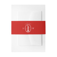 Beach Lighthouse Red Nautical Wedding Monogram