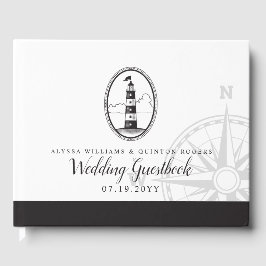 Beach Lighthouse | Schwarz-Weiß-Hochzeit Gästebuch