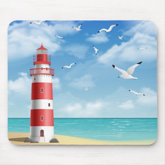 Beach Lighthouse Seagull Mousepad (Vorne)