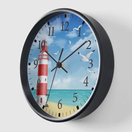 Beach Lighthouse Seagull Wall Clock Uhr (Winkel)
