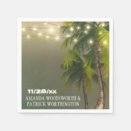 Beach Lights Palm Tree Tropical Wedding Napkins Serviette