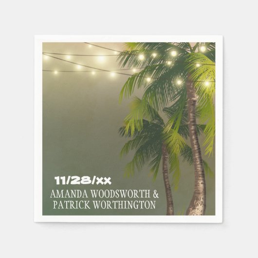 Beach Lights Palm Tree Tropical Wedding Napkins Serviette (Vorderseite)