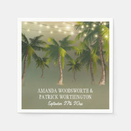 Beach Lights Palm Tree Tropical Wedding Napkins Serviette