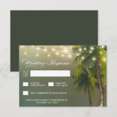 Beach Lights Palm Tree Tropical Wedding RSVP Cards Karte (Vorne/Hinten)