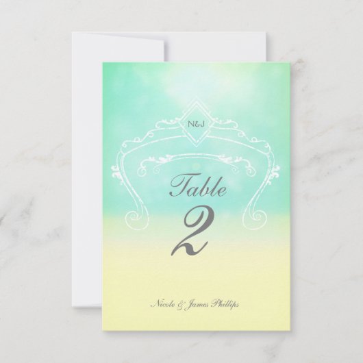 Beach Look Elegante Vintage Hochzeit Tischnummer (Vorderseite)