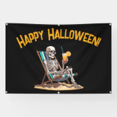 Beach Lounges Skeleton Halloween Banner (Horizontal)
