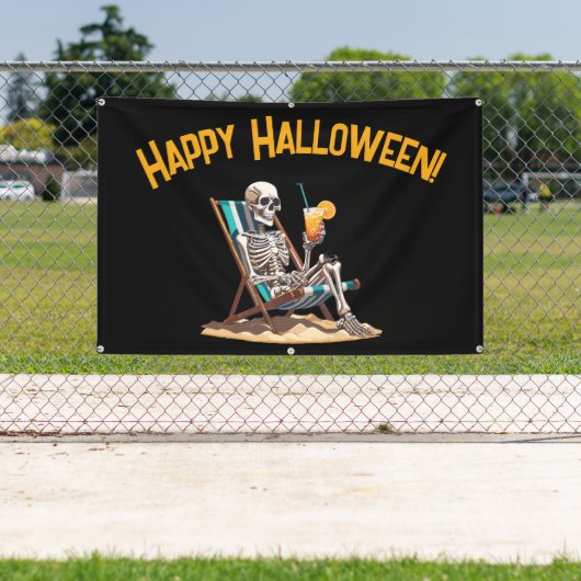 Beach Lounges Skeleton Halloween Banner (InSitu)