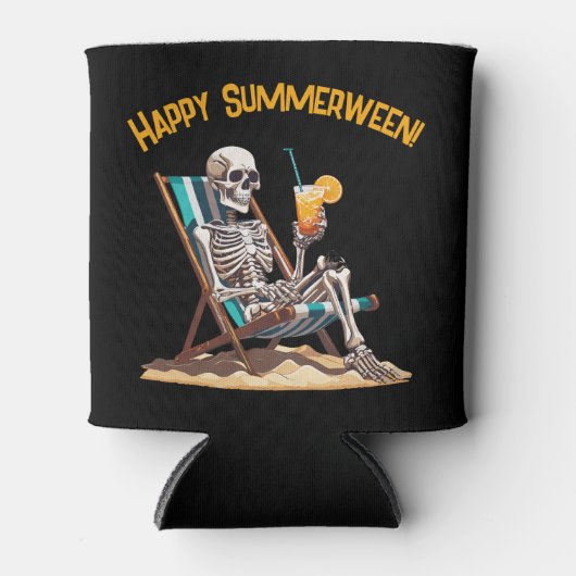 Beach Lounges Skeleton Halloween Dosenkühler (Vorderseite)