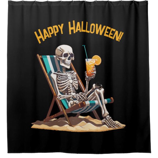 Beach Lounges Skeleton Halloween Duschvorhang (Vorderseite)