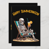 Beach Lounges Skeleton Halloween Einladung (Vorne/Hinten)
