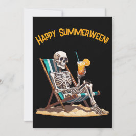 Beach Lounges Skeleton Halloween Einladung