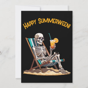 Beach Lounges Skeleton Halloween Einladung