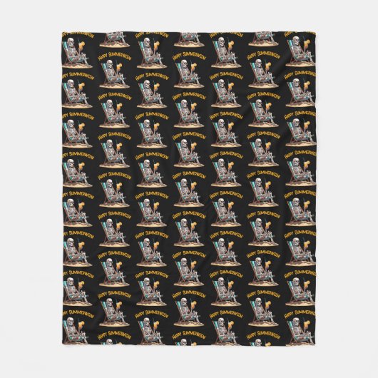 Beach Lounges Skeleton Halloween Fleecedecke (Vorderseite)